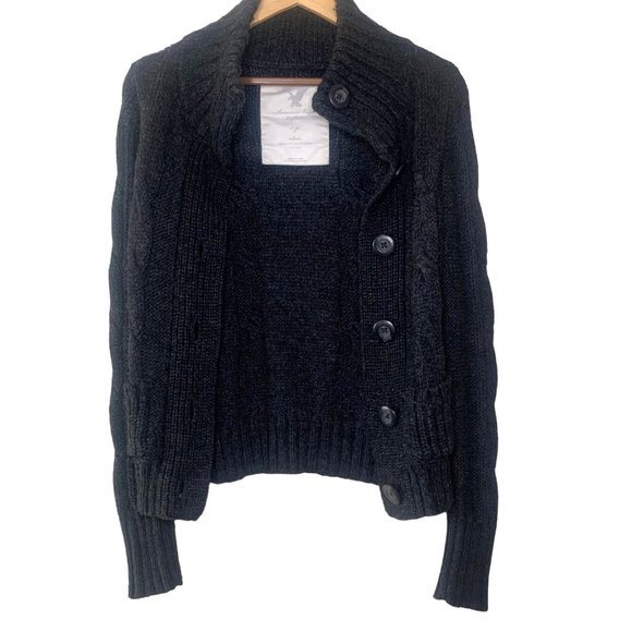 American Eagle Cable Knit Chunky Wool Blend Cardigan - Picture 3 of 12